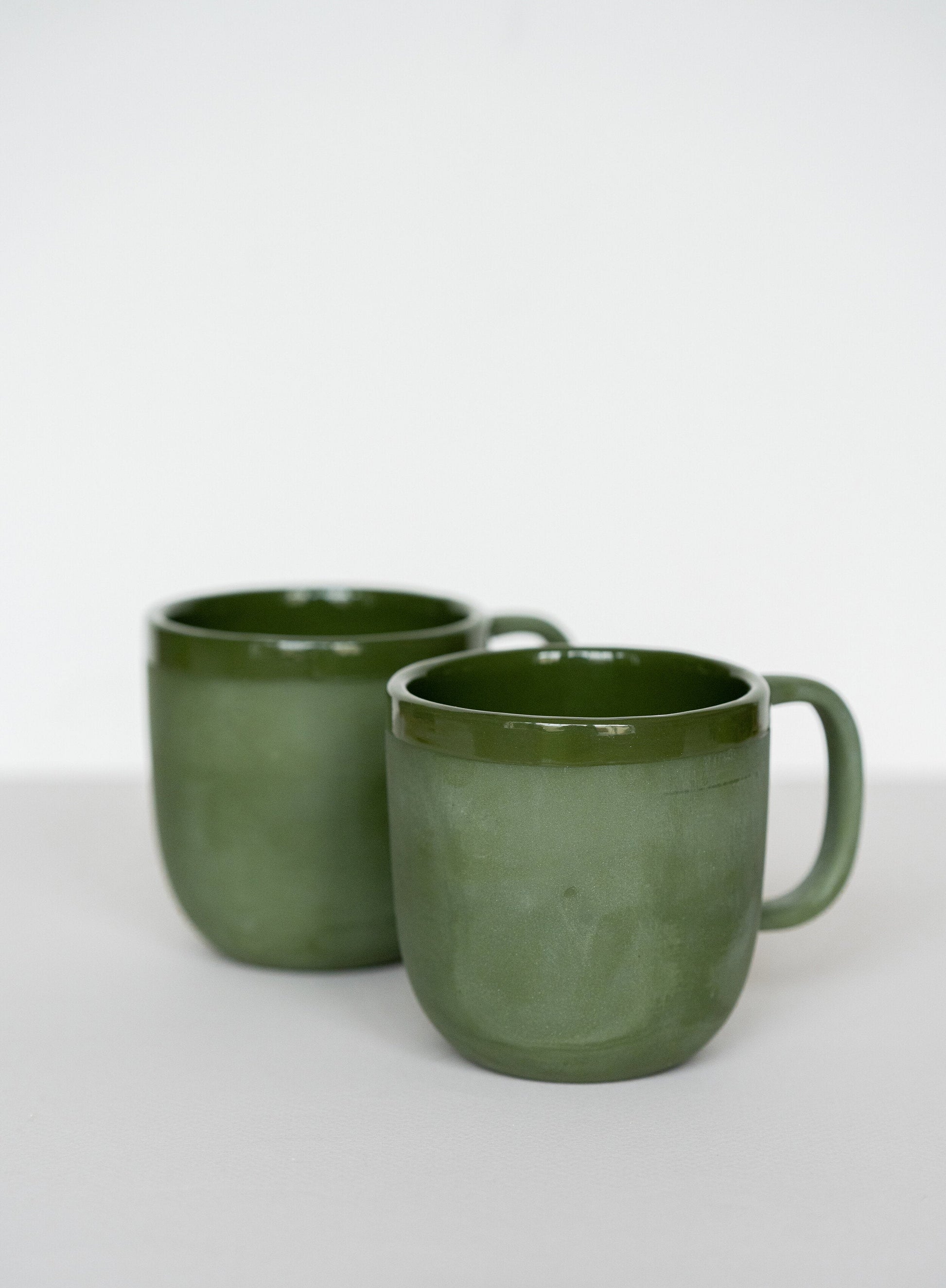 Handmade Porcelain Coffee Mug. Green - The Peony Haus