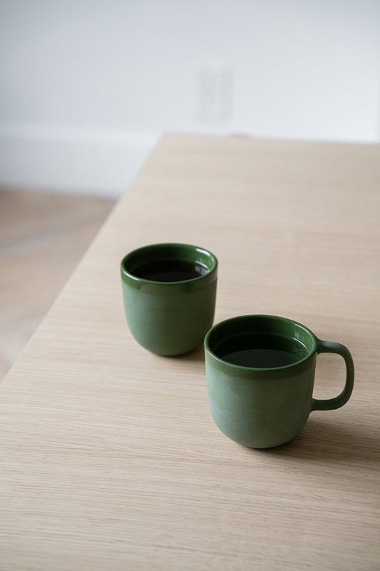 Handmade Porcelain Coffee Mug. Green - The Peony Haus