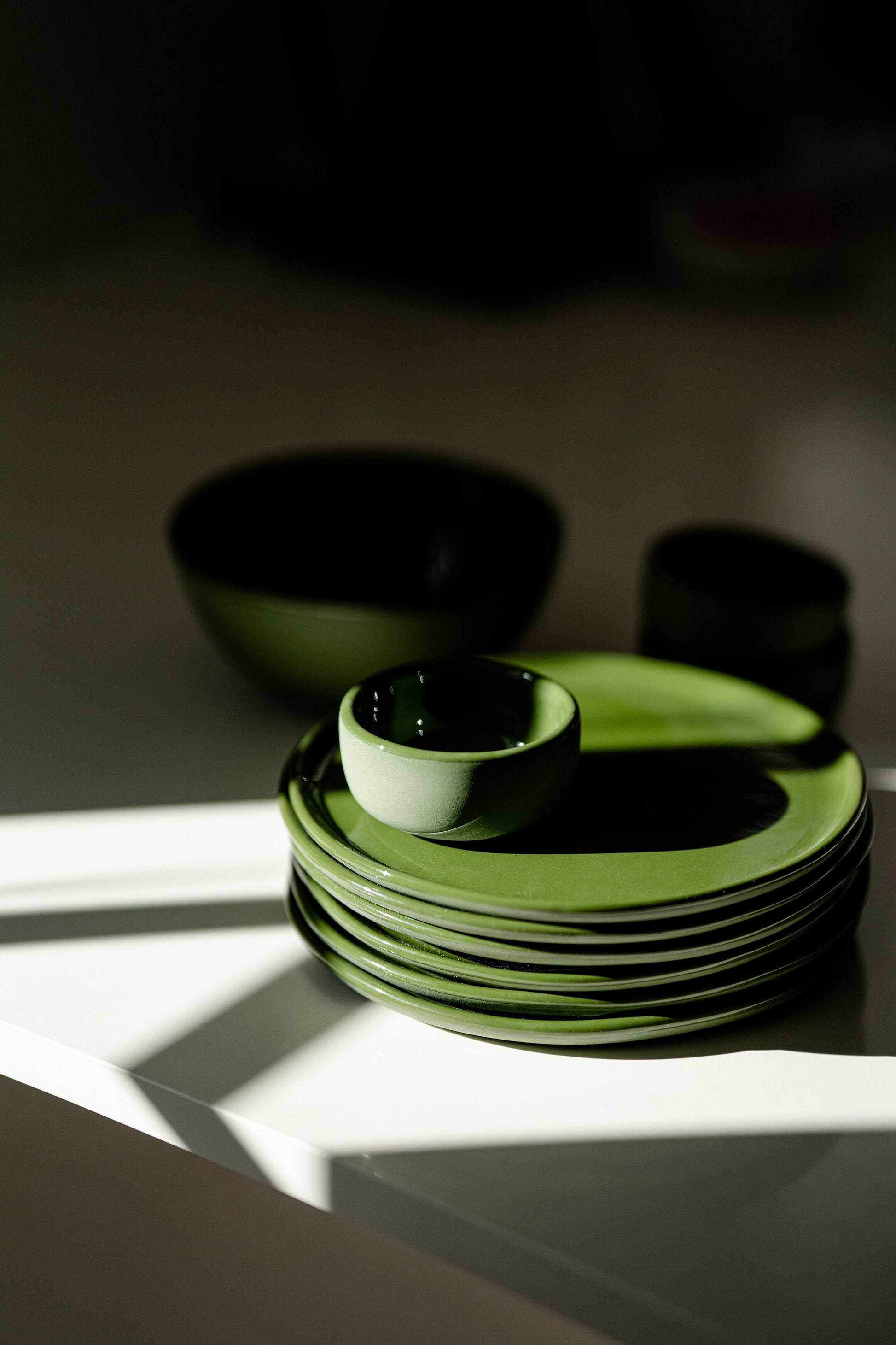 Handmade Porcelain Dinner Plates. Green - The Peony Haus