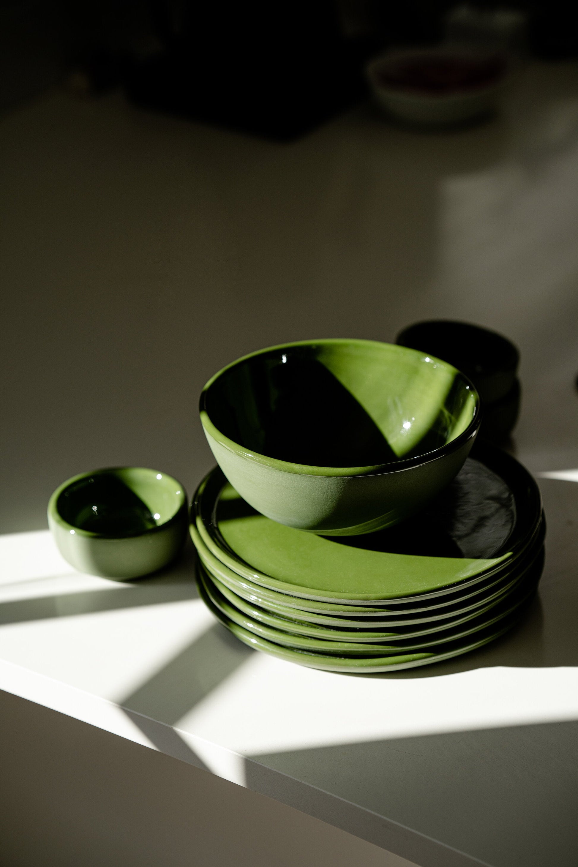 Handmade Porcelain Dinner Plates. Green - The Peony Haus