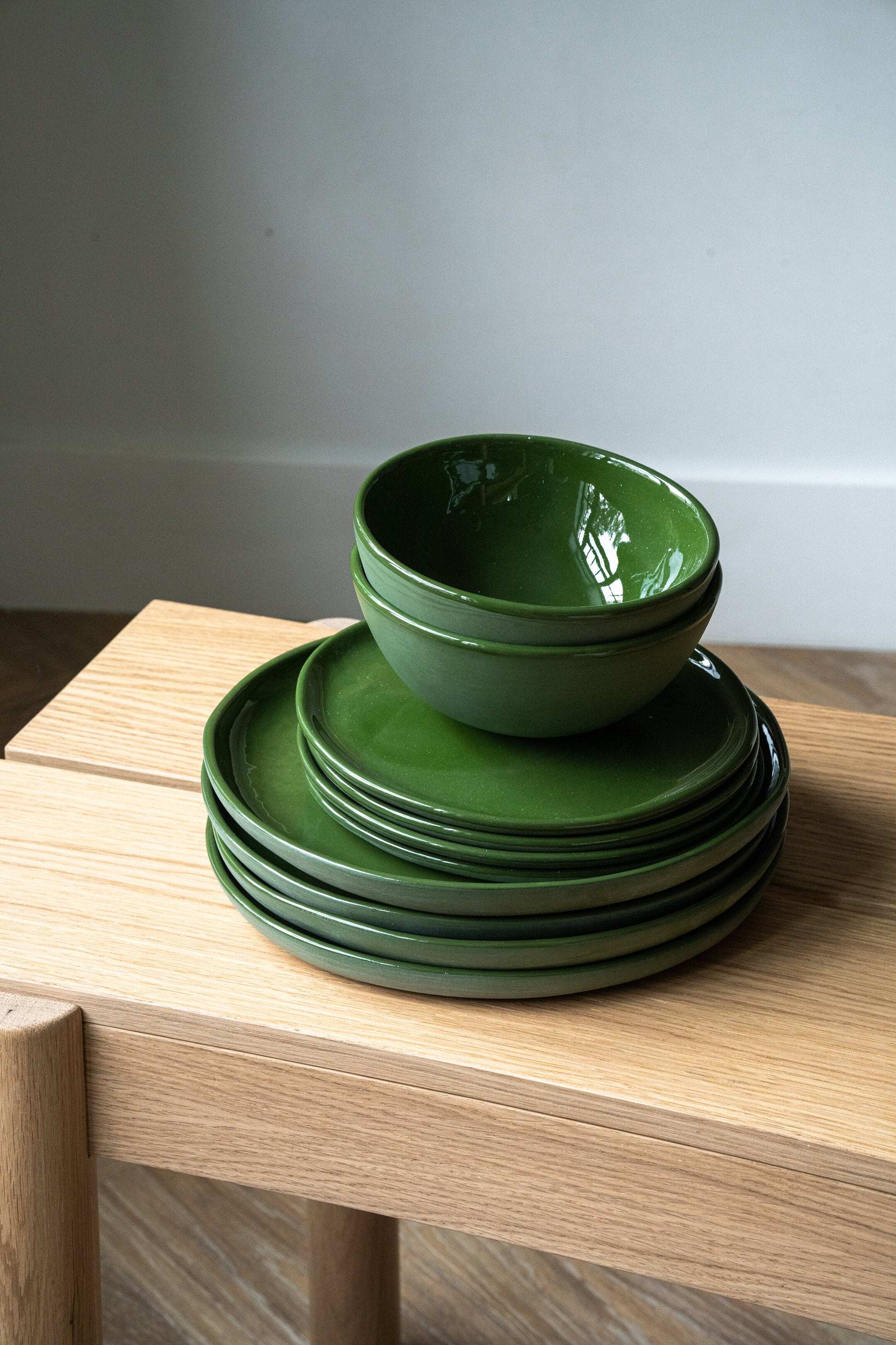 Handmade Porcelain Dinner Plates. Green - The Peony Haus