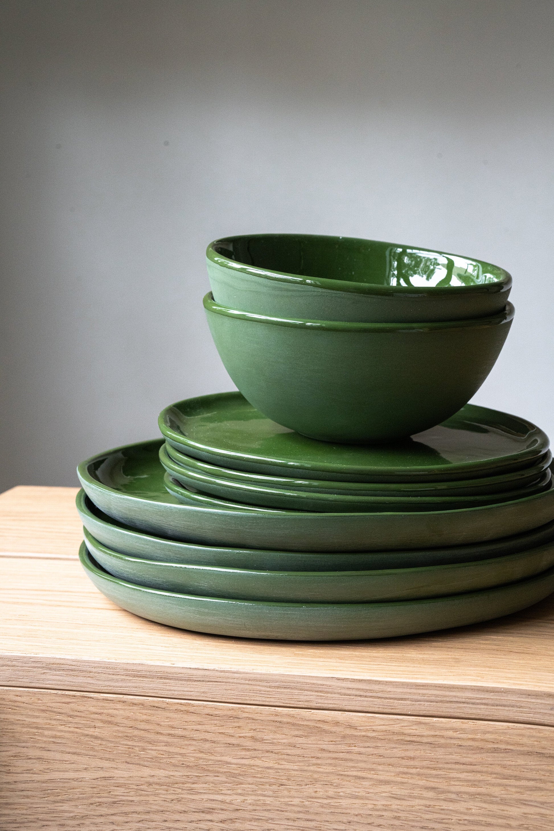 Handmade Porcelain Dinner Plates. Green - The Peony Haus