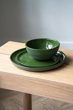 Handmade Porcelain Dinner Plates. Green