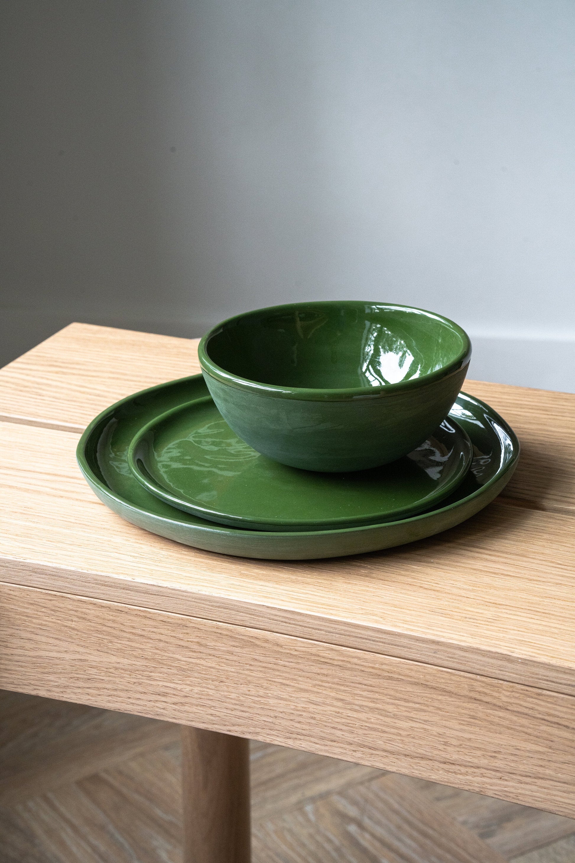 Handmade Porcelain Dinner Plates. Green - The Peony Haus