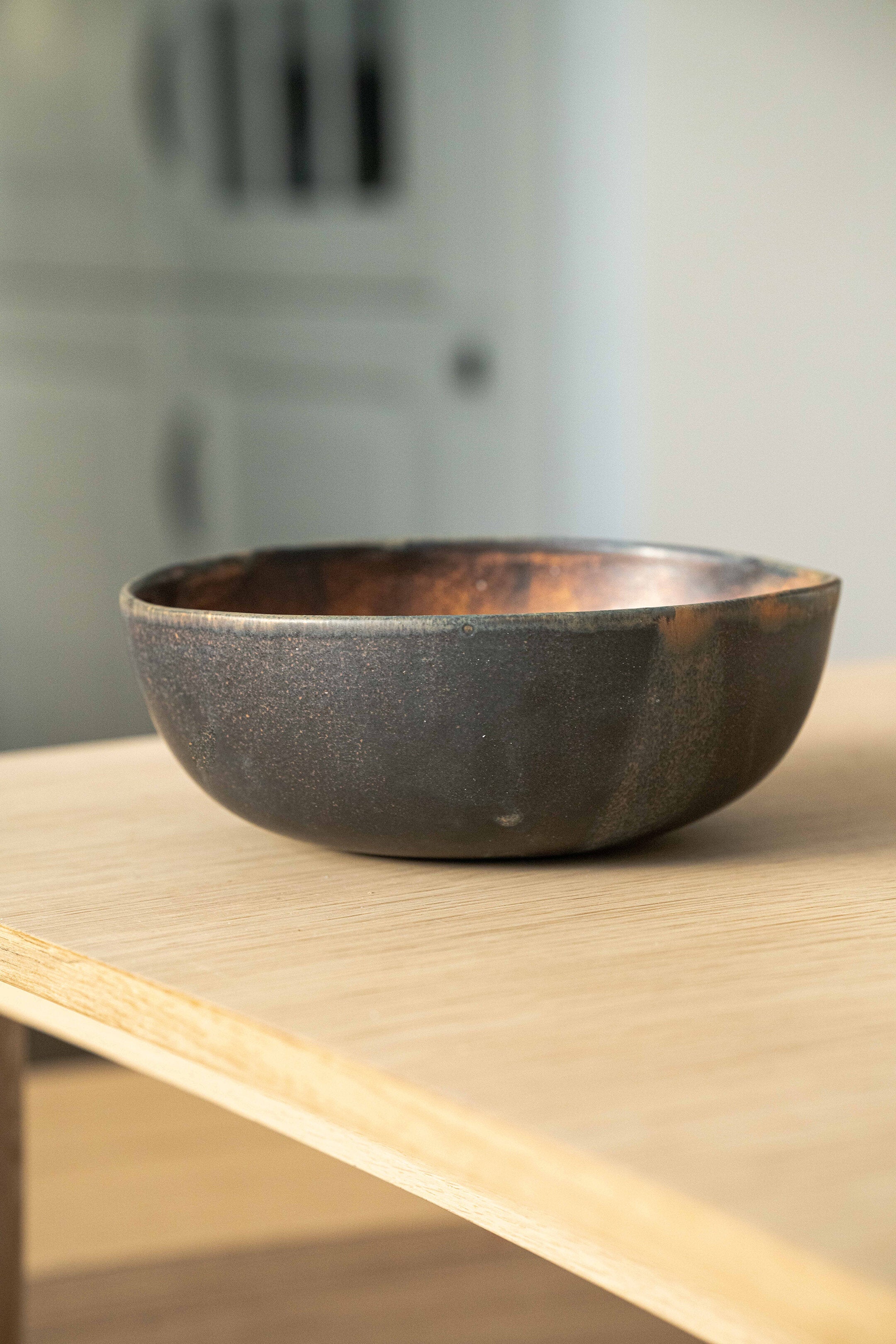 Rust Stoneware Salad Serving Bowl