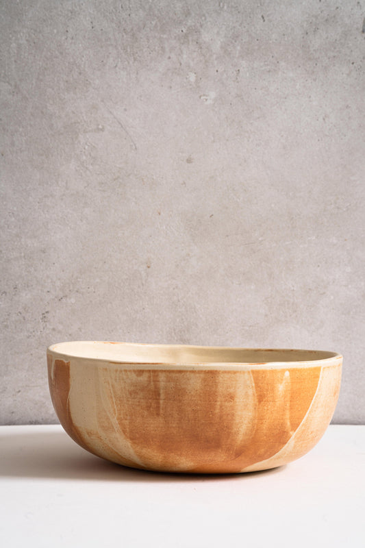 Beige Matte Stoneware Salad Serving Bowl - The Peony Haus