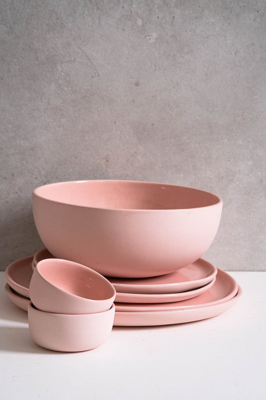 Handmade Porcelain Salad Serving Bowl. Powder Pink - The Peony Haus