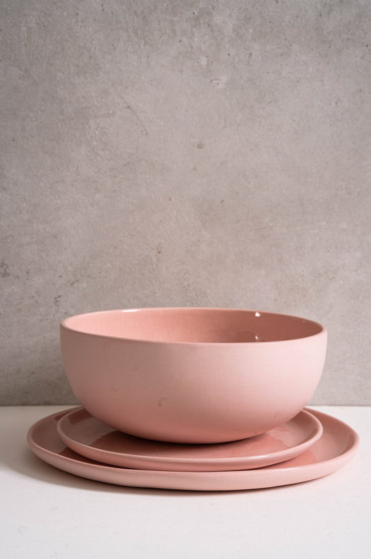 Handmade Porcelain Salad Serving Bowl. Powder Pink - The Peony Haus