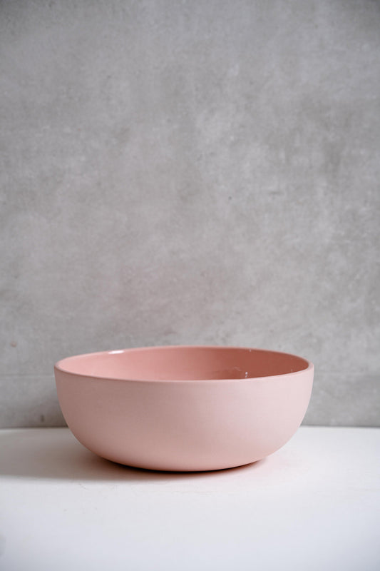 Handmade Porcelain Salad Serving Bowl. Powder Pink - The Peony Haus