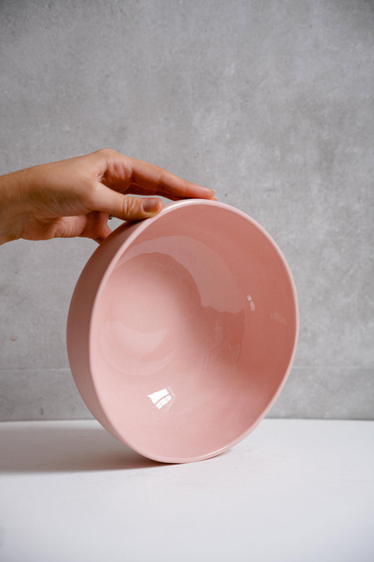 Handmade Porcelain Salad Serving Bowl. Powder Pink - The Peony Haus