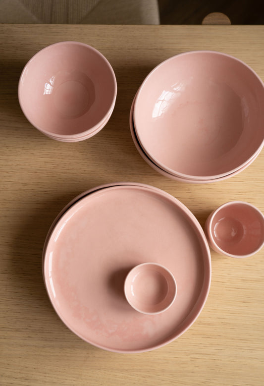Handmade High-sided Porcelain Dinner Plate. Powder Pink - The Peony Haus