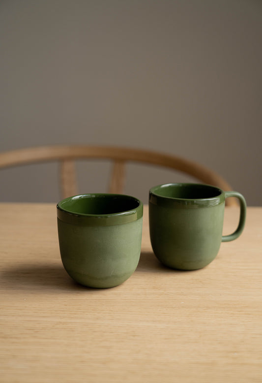 Handmade Porcelain Coffee Mug. Green - The Peony Haus