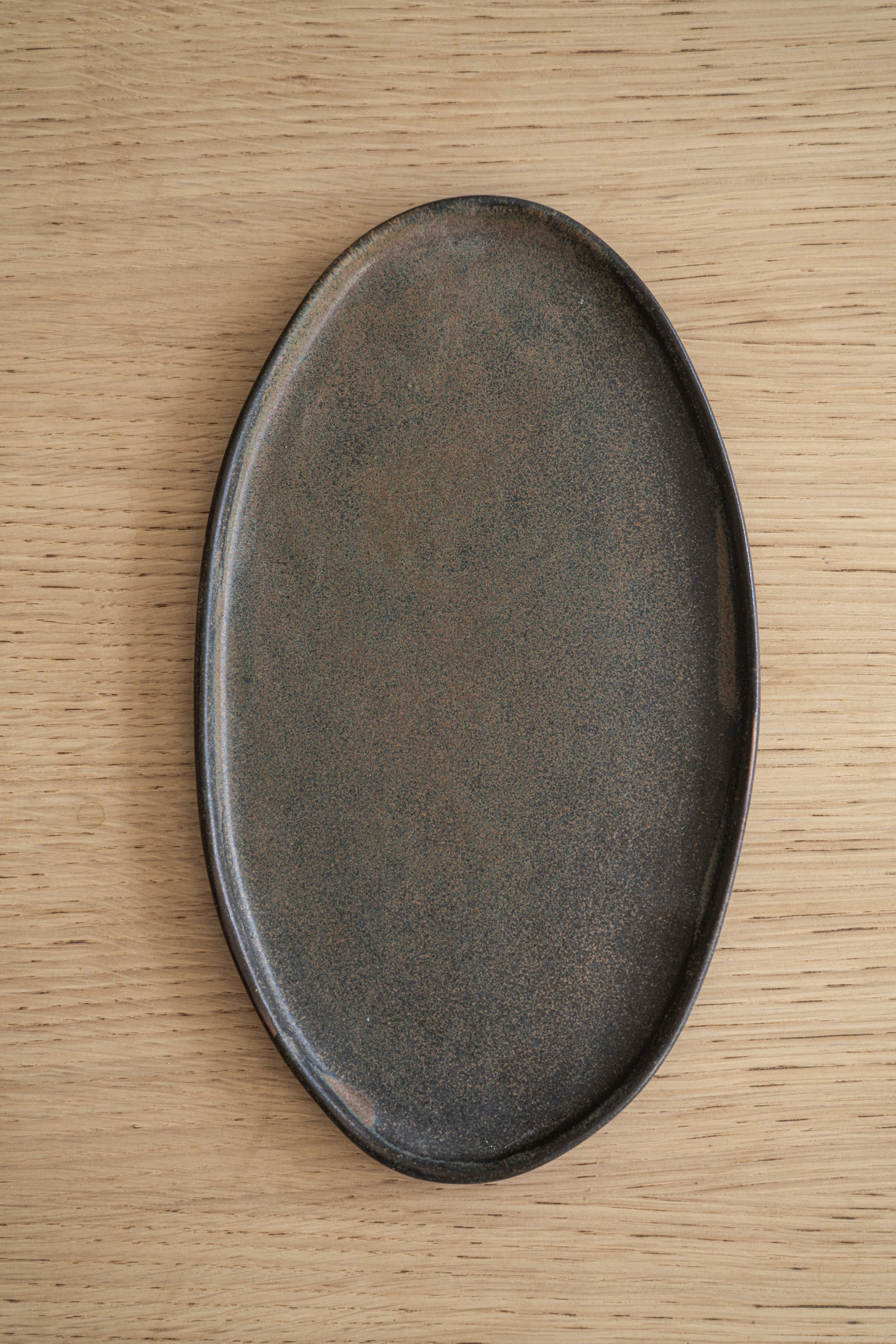 Rust Stoneware Oval Serving Platter