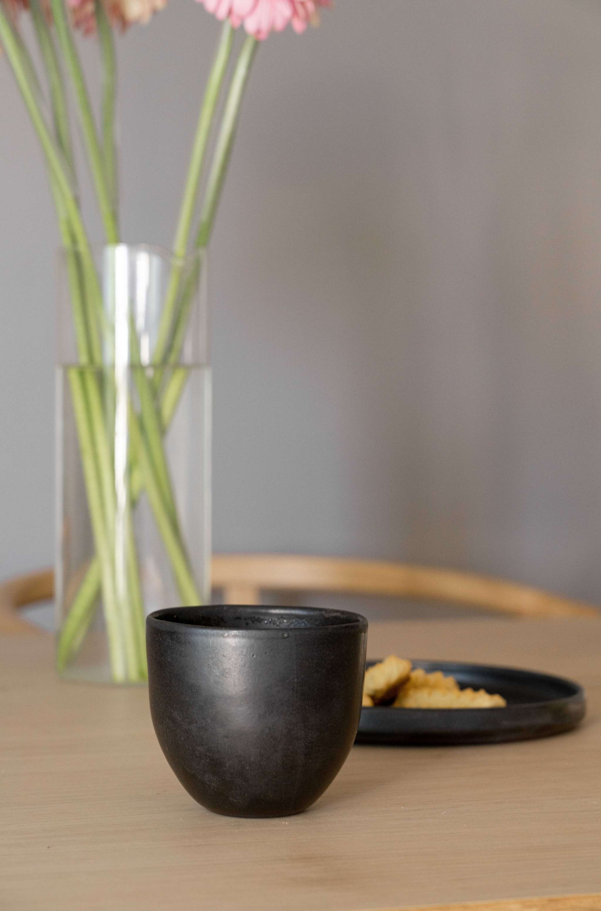 Black Matte Stoneware Coffee Cup