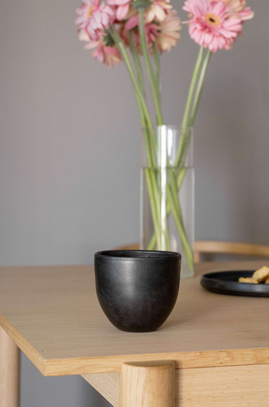 Black Matte Stoneware Coffee Cup