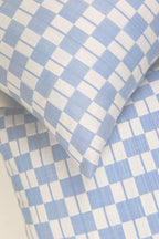 Sujani Pillow - Soft Blue Grey Checkered Pillow