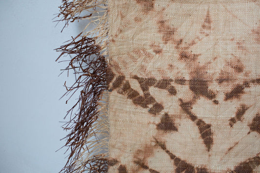 Raffia Wall Hanging - Shibori Spider Web Pattern - Brown