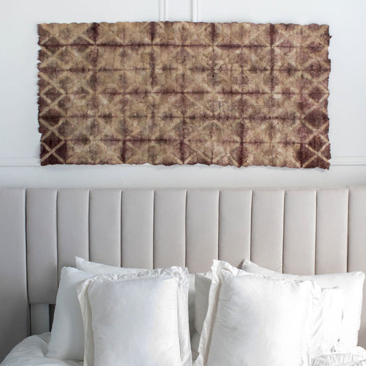 Plant Dyed Wild Silk Wall Hanging- Diamond Pattern - Natural Burgundy