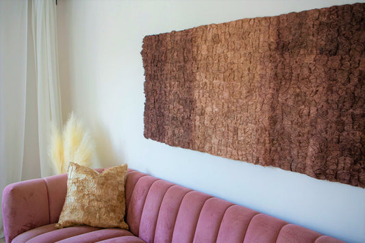 Plant Dyed Wild Silk Wall Hanging - Color Field - Natural Warm Brown