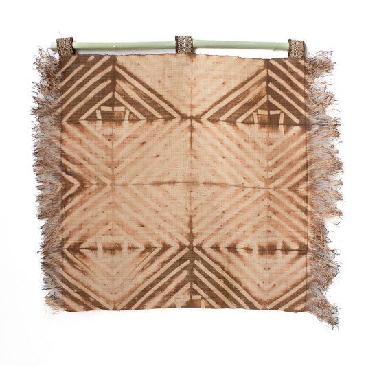 Raffia Wall Hanging - Shibori Diamond Pattern - Brown