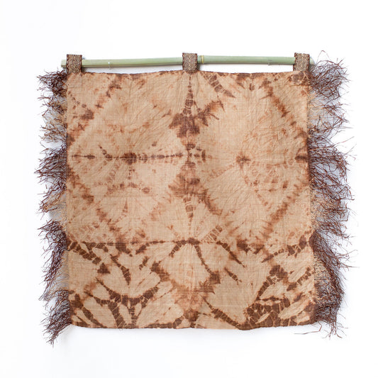 Raffia Wall Hanging - Shibori Spider Web Pattern - Brown