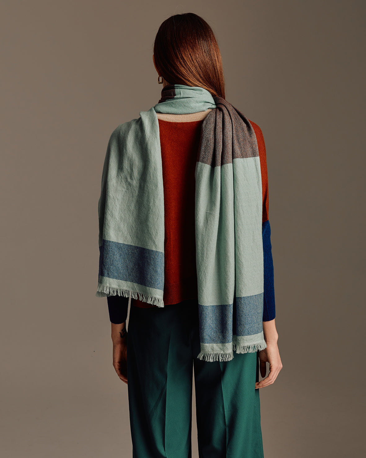 Block Stripe Yarn Dyed Cashmere Scarfs