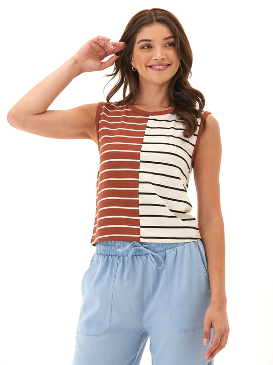 Emilia Caribbean Stripe Eco Jersey Crew Tank
