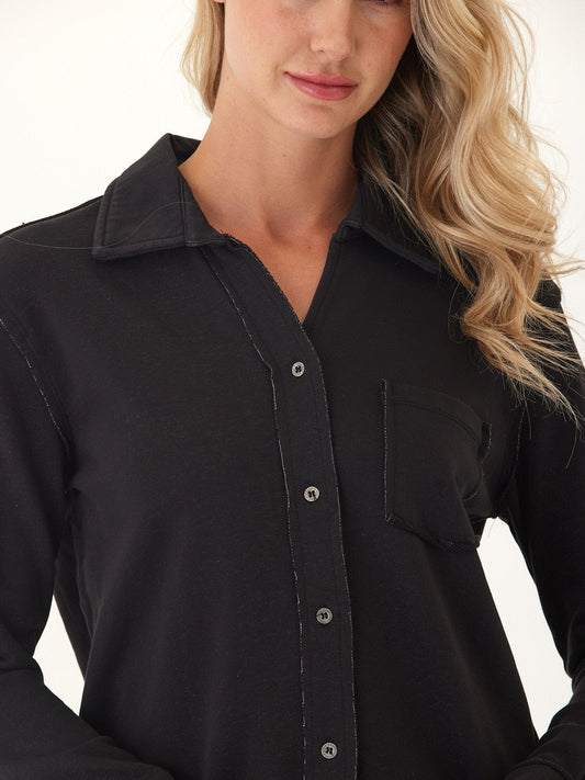 Kalynn Cotton Blend Terry Button-Down