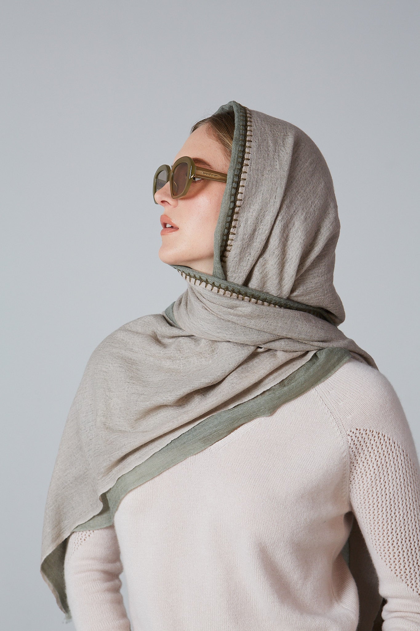 100% Baby Wool | Double Layered Stole Plain Scarf