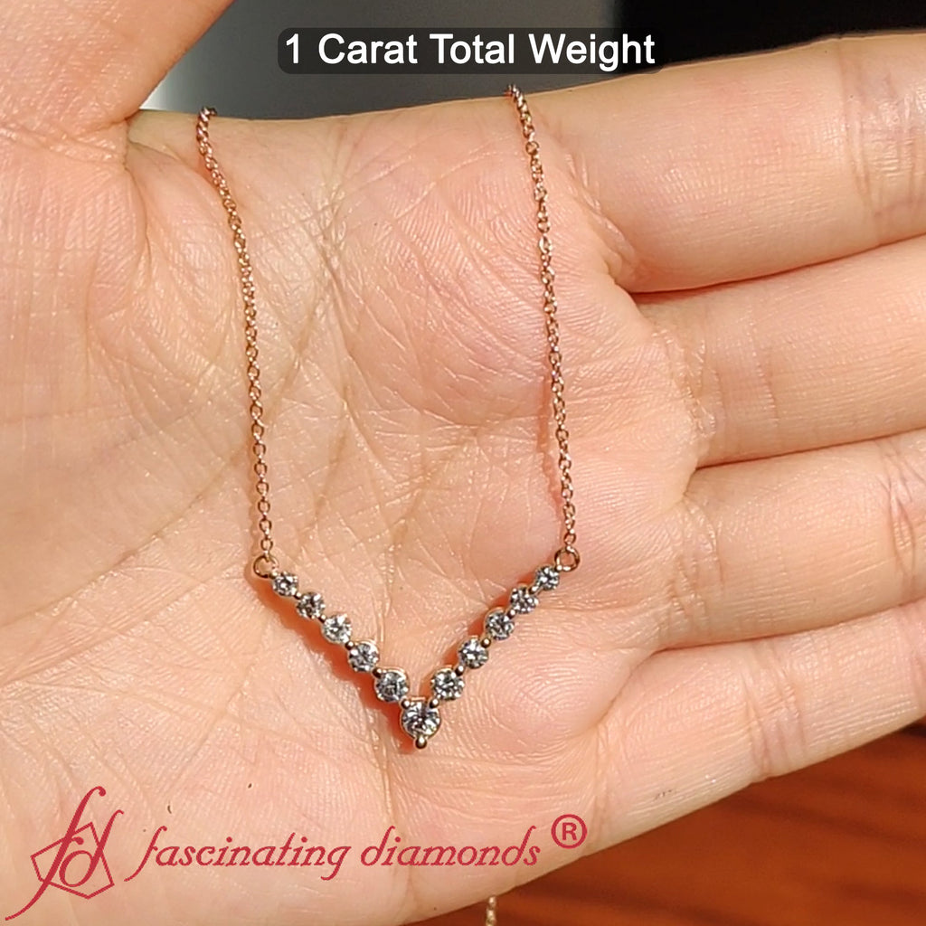 Round Graduated V-Necklace