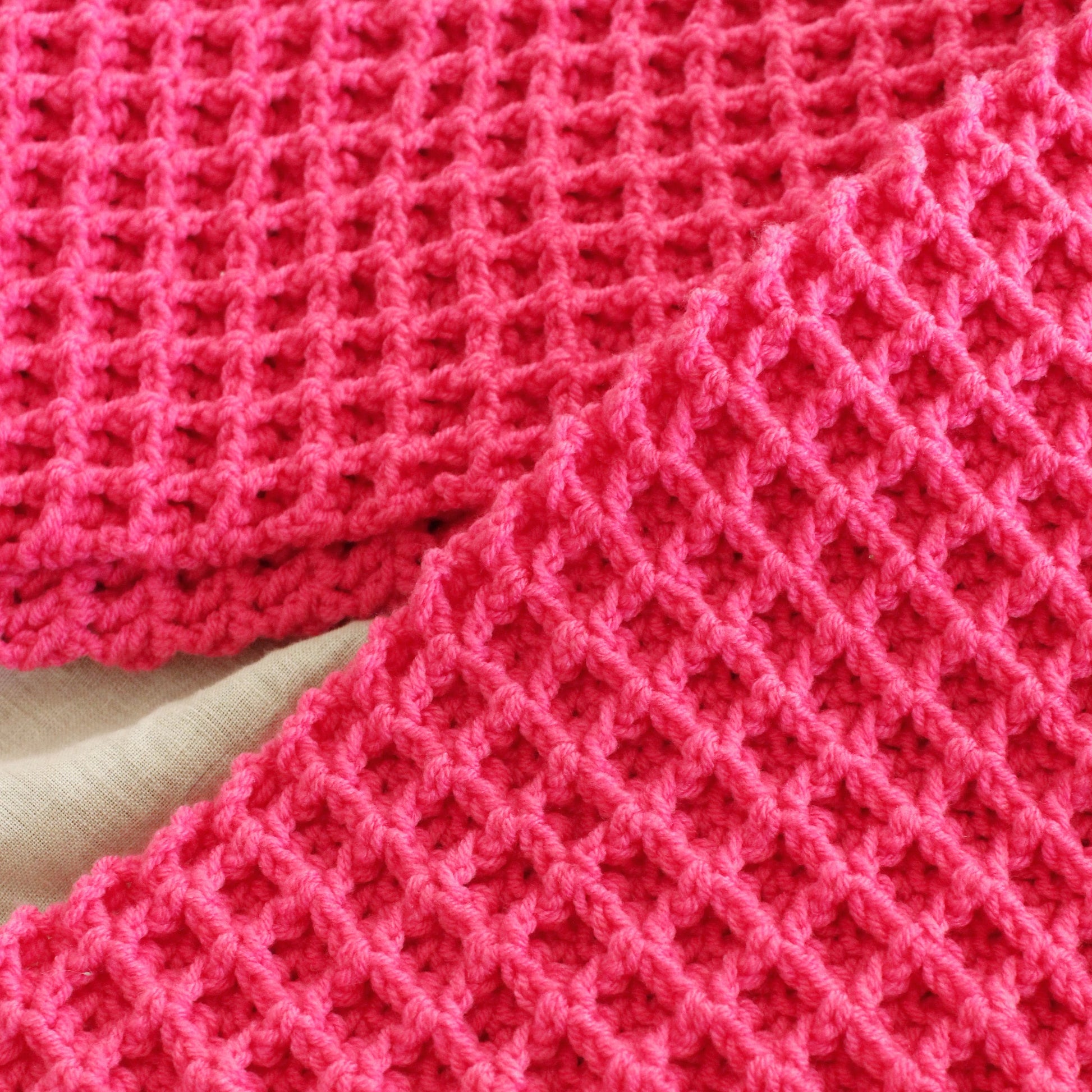 WAFFLE Crochet Scarf in Candy Pink - The Peony Haus