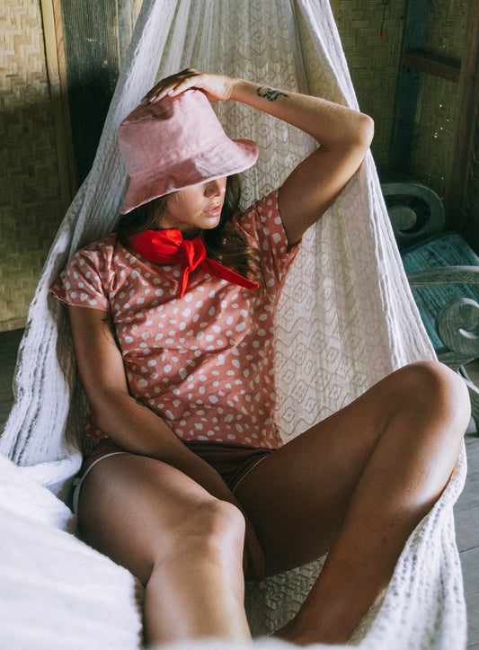 WATU Seaside Linen Bucket Hat, in Salt Pink - The Peony Haus