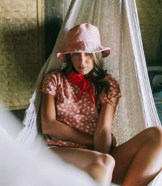 WATU Seaside Linen Bucket Hat, in Salt Pink - The Peony Haus