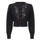 Embroidered Textured Knit Cardigan