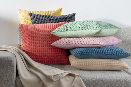 Solvang Textured Coral Cotton Square Throw Pillow - The Peony Haus