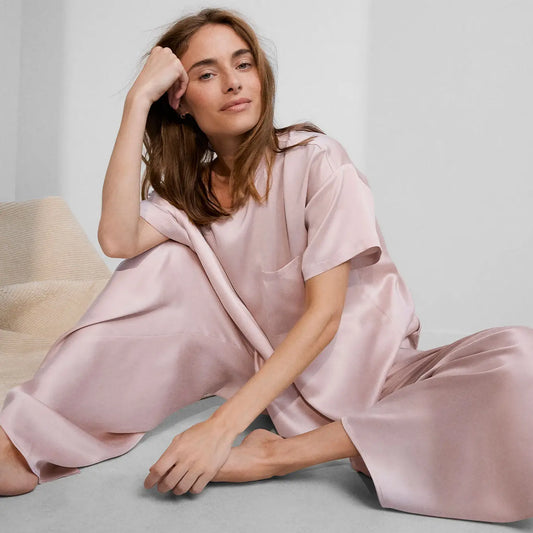Washable Silk Tee Pant Set - The Peony Haus