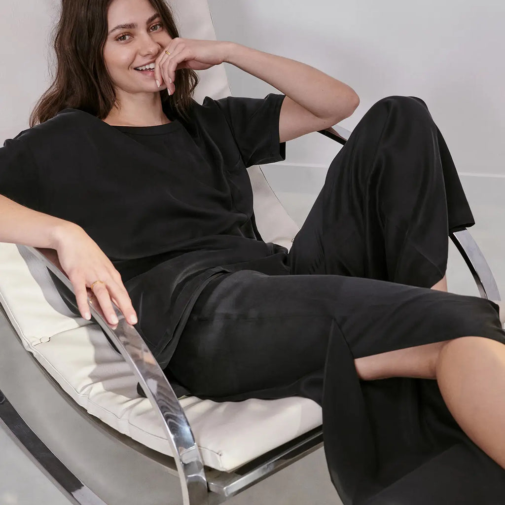 Washable Silk Tee Pant Set