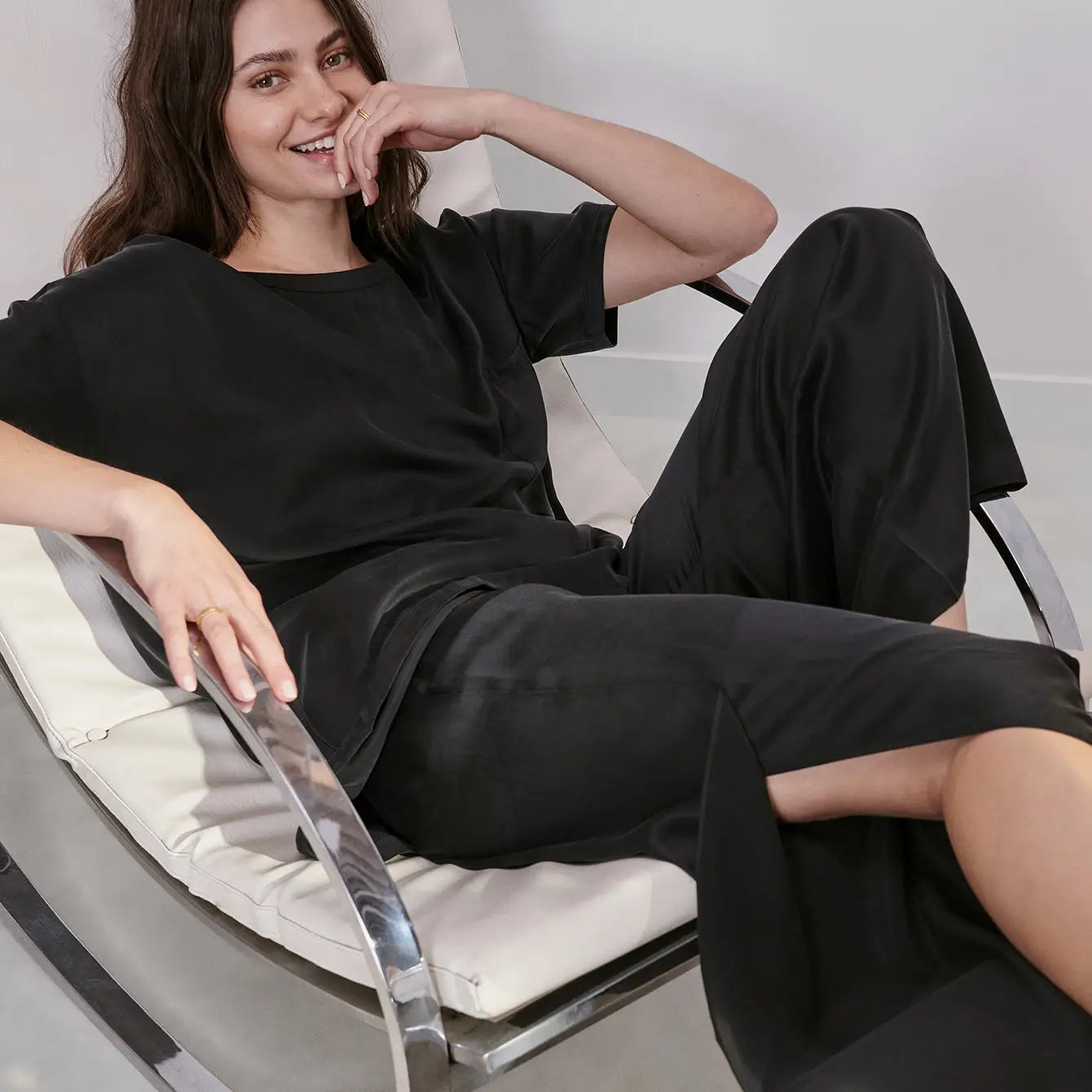 Washable Silk Tee Pant Set