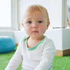 Long Sleeve Bodysuit in White with Grass Green