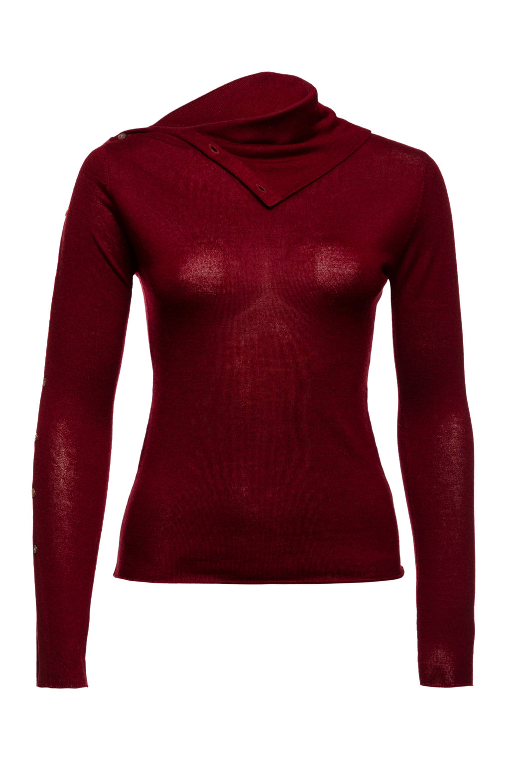 Pearl Body Fitted Flap Turtle Neck Textured Top