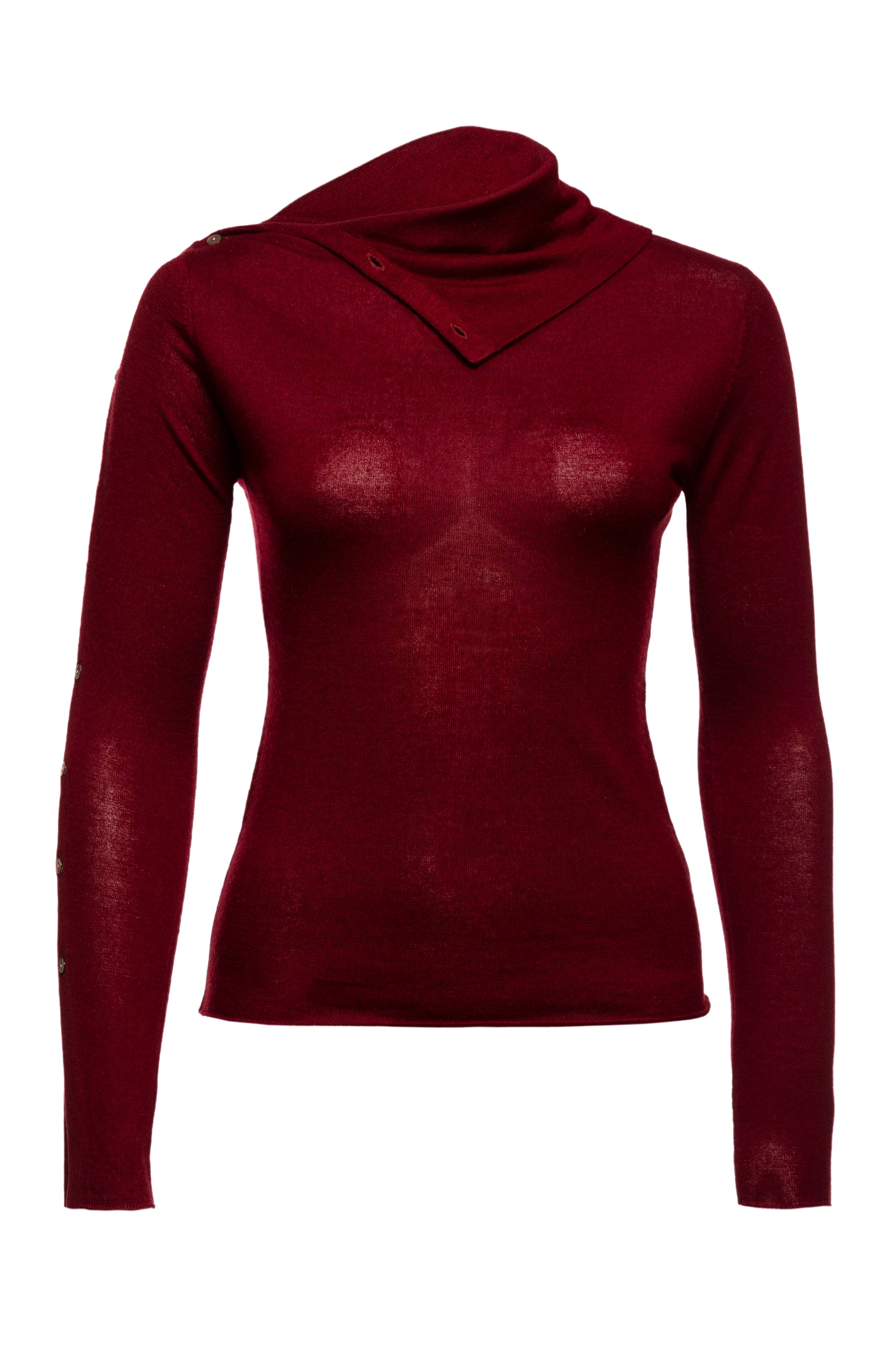 Pearl Body Fitted Flap Turtle Neck Textured Top