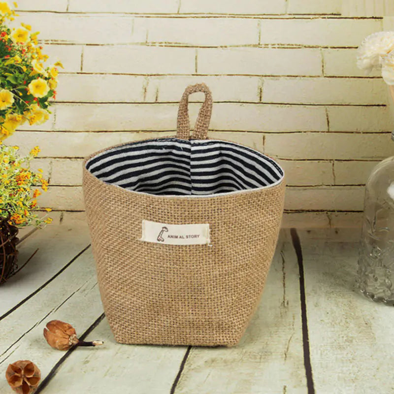 Cotton Linen Flower Pot Hanging Storage Bag
