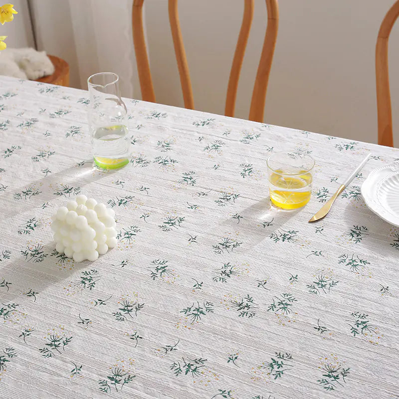 Cotton Linen Table Cover with Floral Design (In Stock)