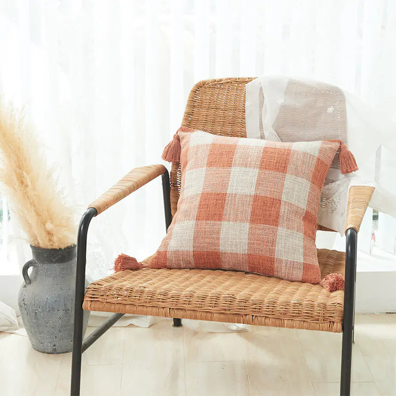 Thick Cotton Linen Striped Fringe Pillow Covers (In Stock)