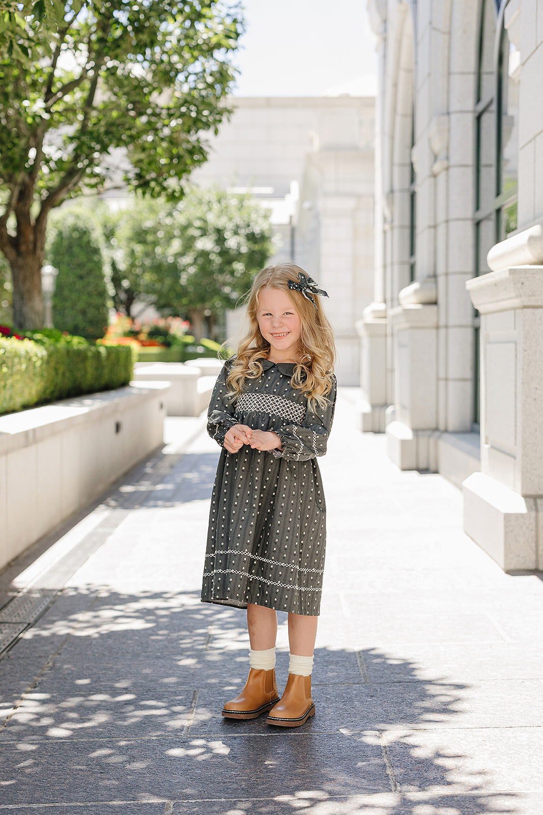 Tulip Smocked Peter Pan Collar Dress - 95% Cotton