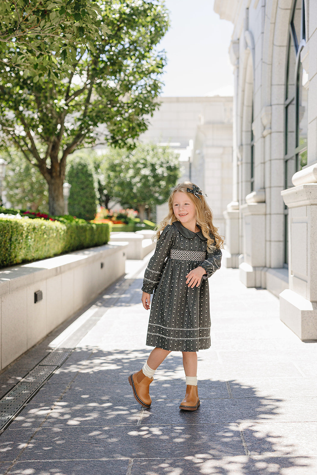 Tulip Smocked Peter Pan Collar Dress - 95% Cotton