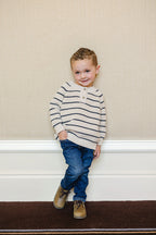 Stripe Button Knit Sweater