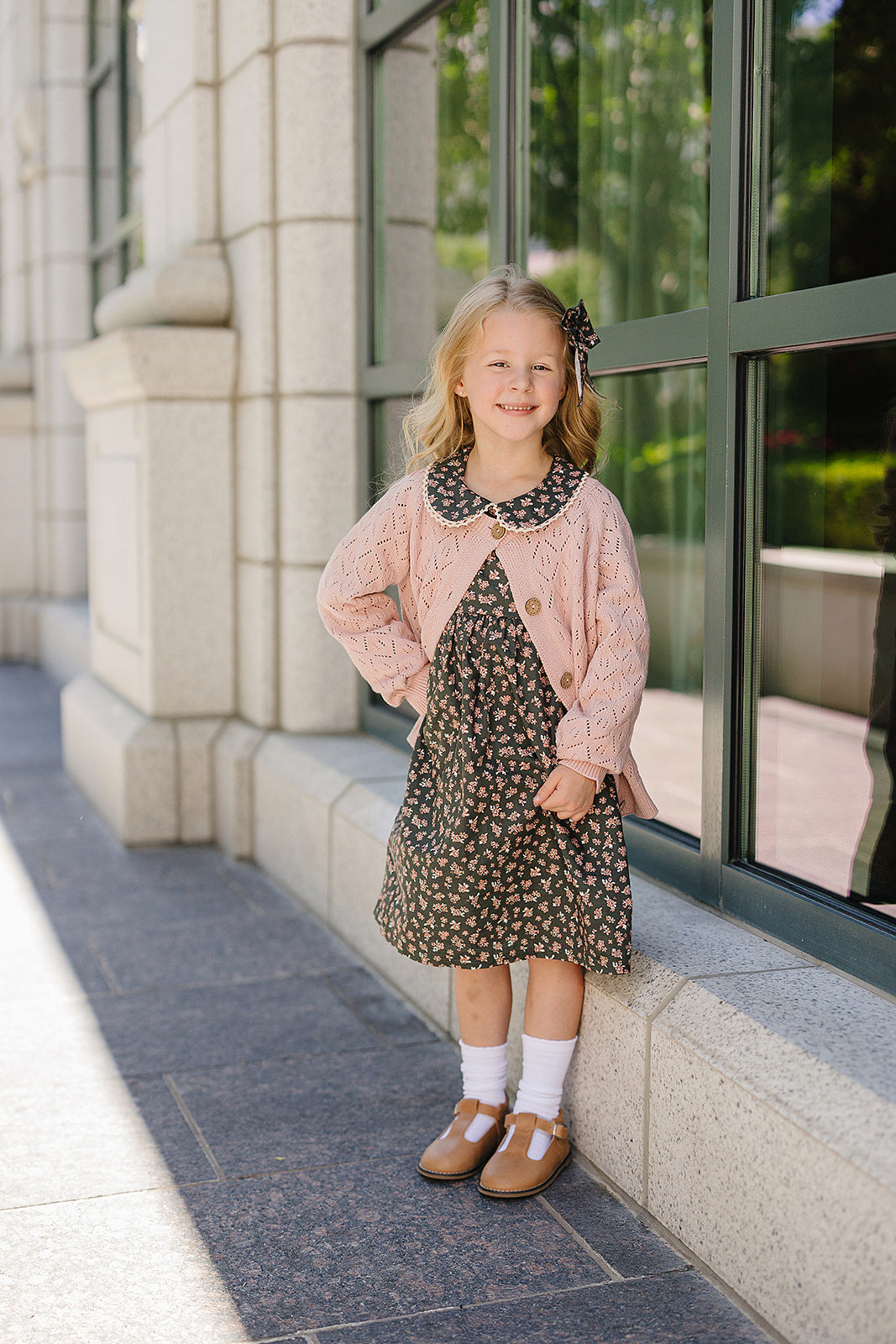 Olive Bloom Dress - 95% Cotton