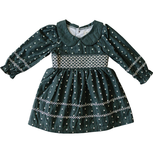 Tulip Smocked Peter Pan Collar Dress - 95% Cotton