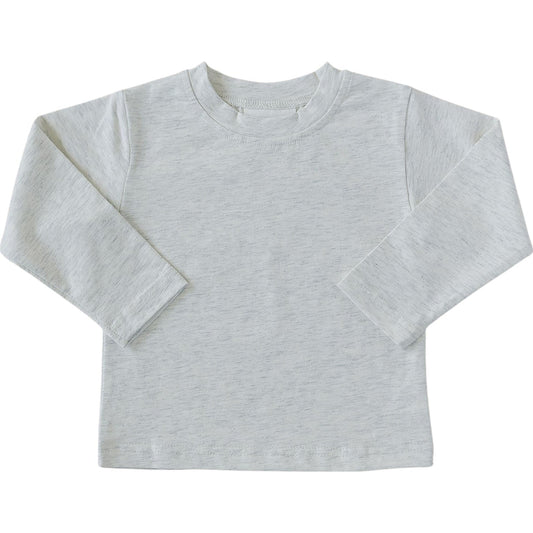 Heather Grey Long Sleeve Cotton Tee - 95% Cotton